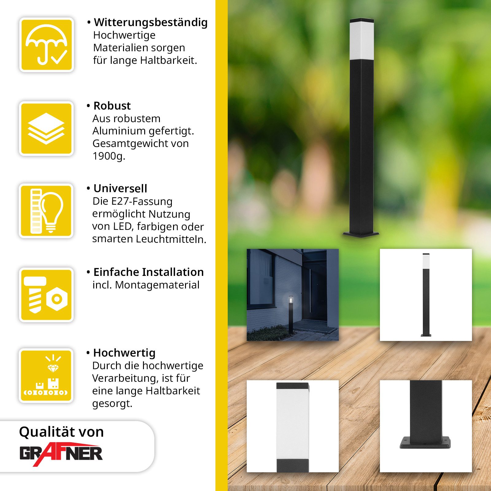 Grafner Sockelleuchten Wegleuchte Standleuchte 100 cm günstig online kaufen