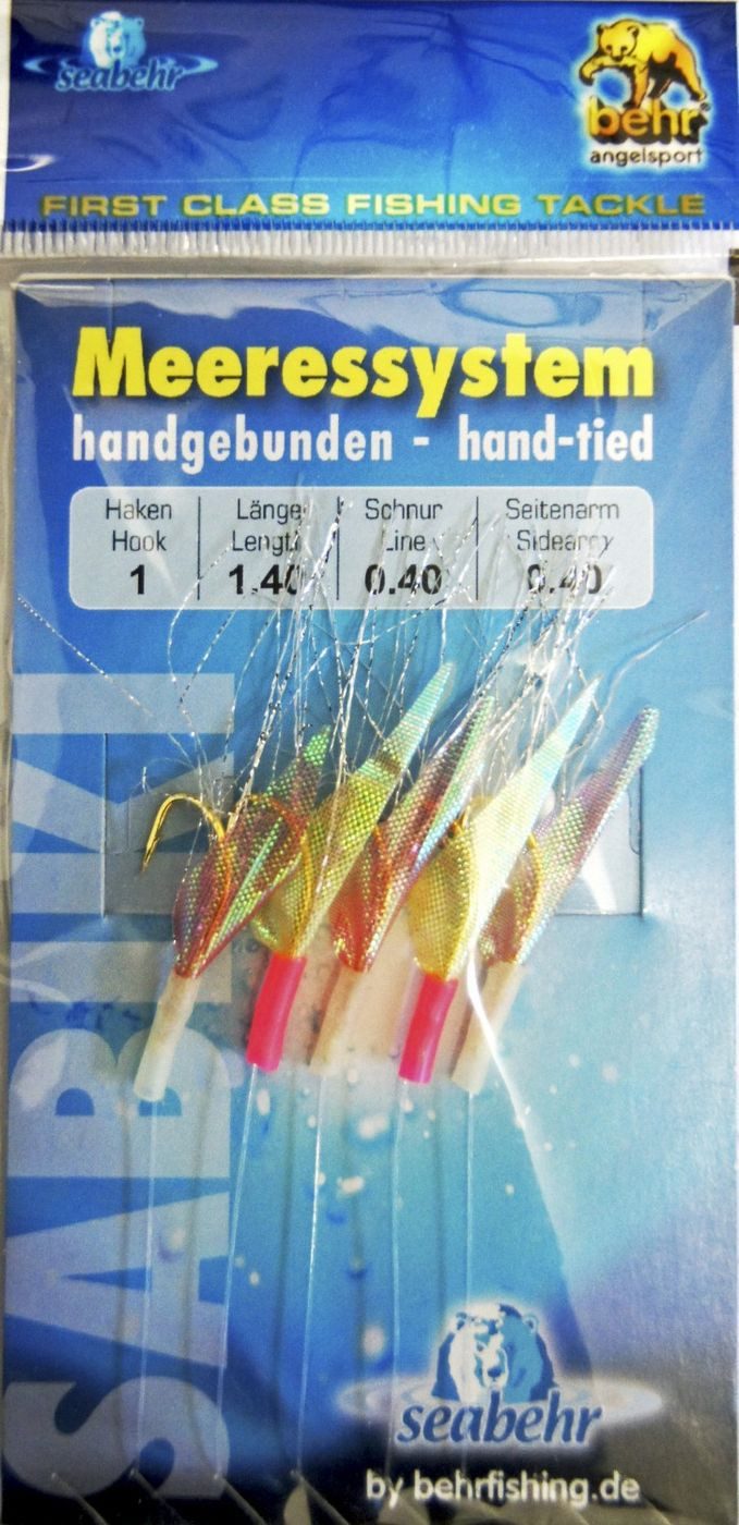 Kunstköder Behr Heringssystem Heringsvorfach mit Glitterfliegen 5 Haken Gr. 1