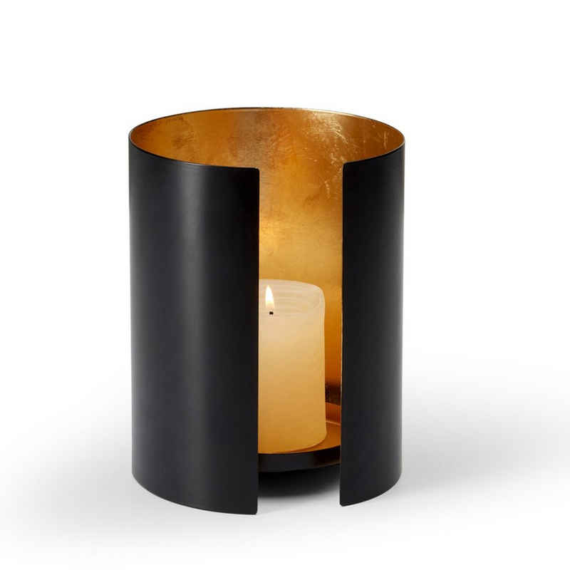 PHILIPPI Kerzenhalter Philippi Kerzenhalter mit Blattgold, Für eine Stumpenkerze D max. 9.5 cm x H max. 14 cm oder 1 großes Teelicht