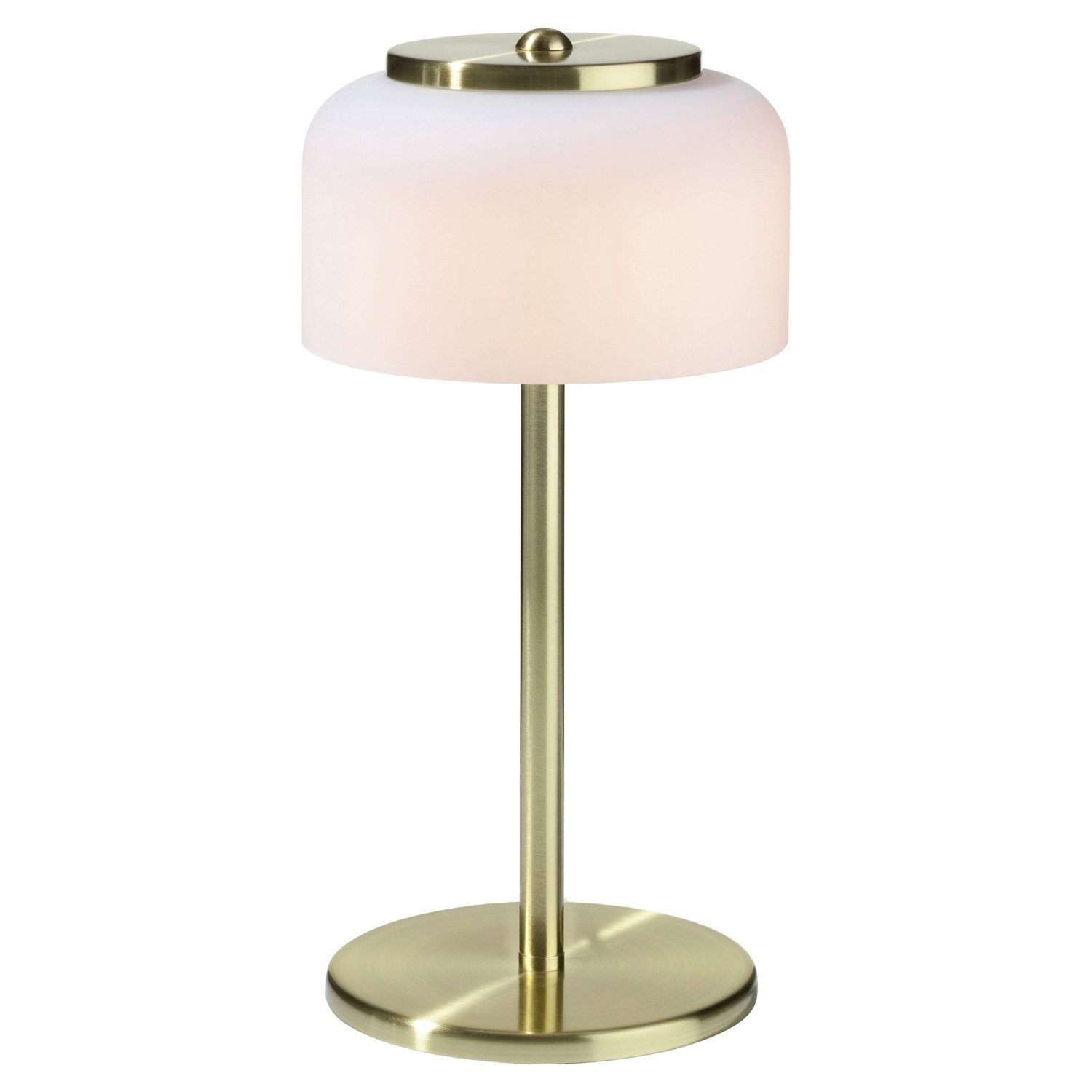 casa NOVA LED Tischleuchte Tischlampe PISA, 1-flammig, Messingfarben, Weiß, LED fest integriert, Extra-Warmweiß, H 33 cm, Metall, Lampenschirm aus Glas