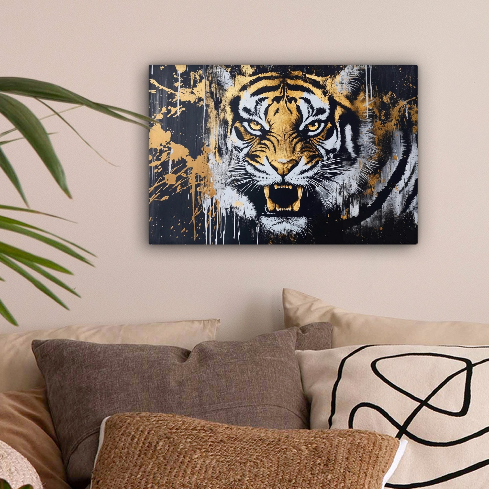 OneMillionCanvasses® Leinwandbild Tiger - Farbspritzer - günstig online kaufen