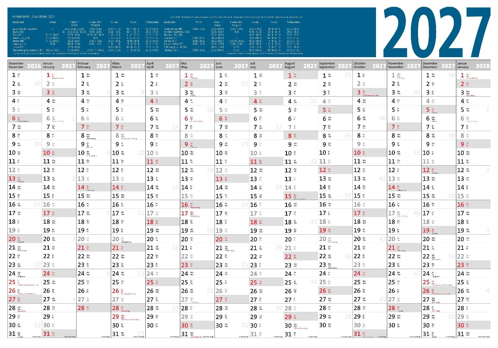 Anschütz Plakatkalender XXL Wandkalender - Jahresplaner 2027 - 99 x 69 cm groß