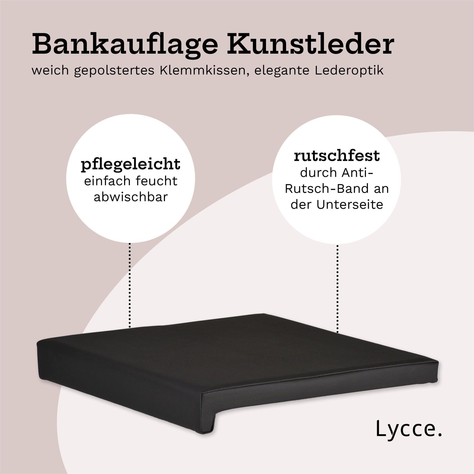 Lycce Bankauflage Klemmkissen, Sitzkissen 1 Leiste, 35cm Klemmtiefe, weich gepolstert, (1 St), verrutscht nicht, hochwertiger Kunstlederbezug, verschiedene Farben
