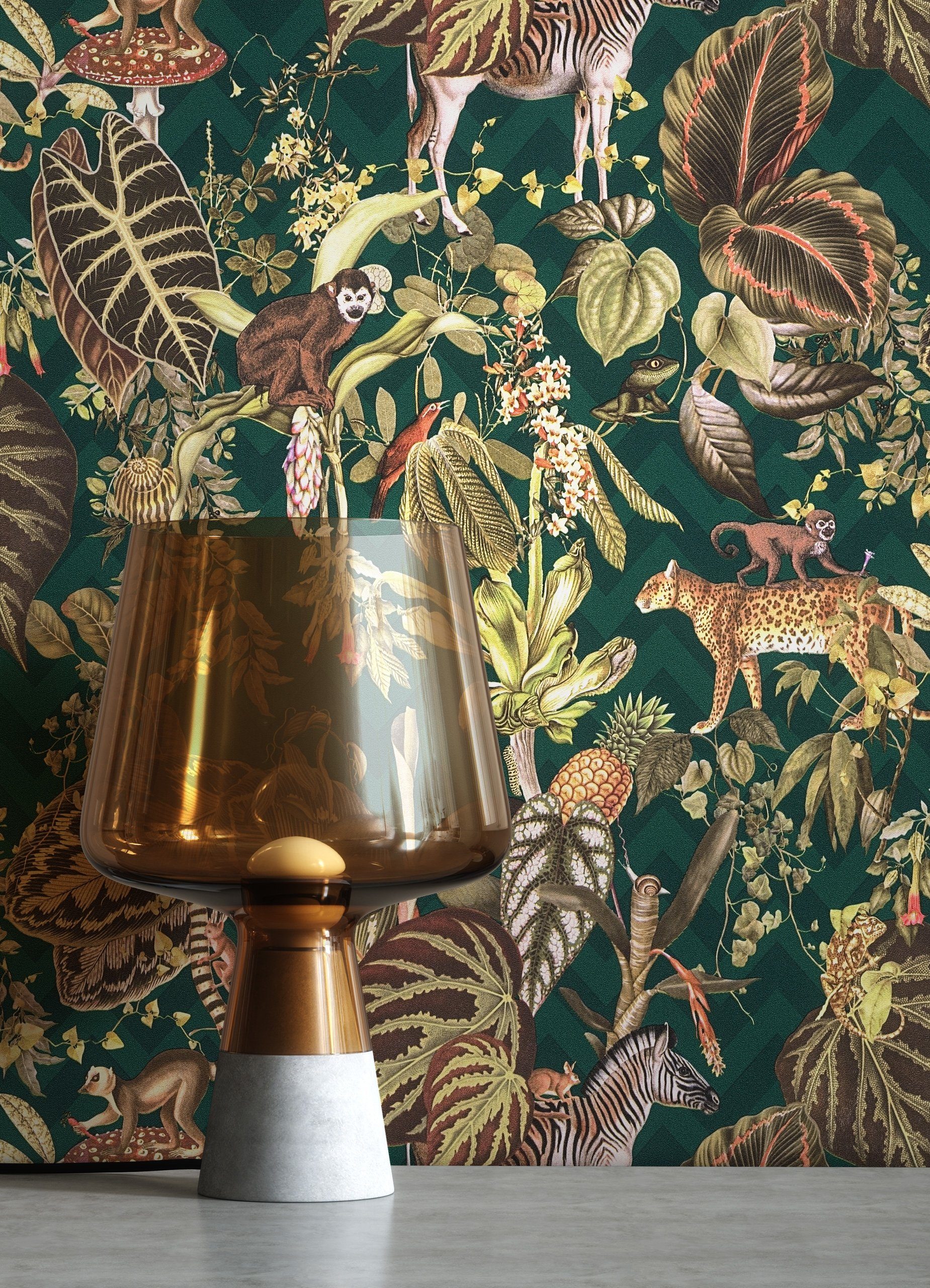 Newroom Vliestapete, Grün Tapete Floral Dschungel günstig online kaufen
