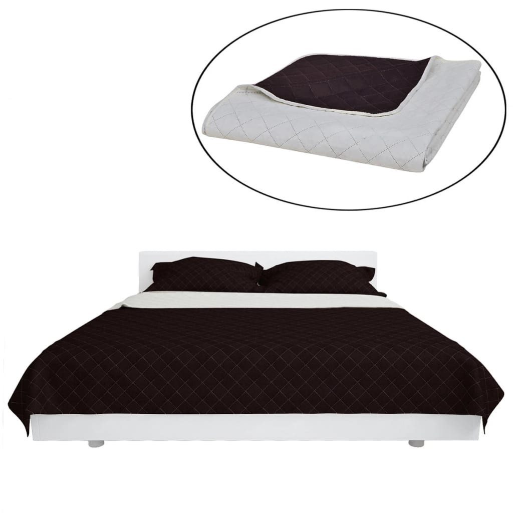 vidaXL Baumwollbettdecke Zweiseitige Tagesdecke Gesteppt Beige/Braun günstig online kaufen