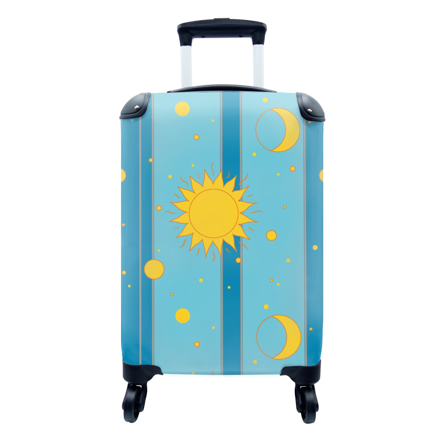 MuchoWow Handgepäckkoffer Sonne - Mond - Design, 4 Rollen, Reisetasche mit rollen, Handgepäck für Ferien, Trolley, Reisekoffer