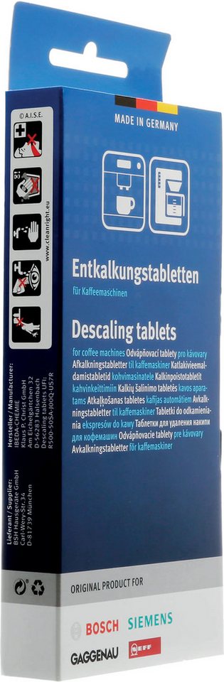 Thumbnail - SIEMENS für Kaffeemaschinen von Siemens, Bosch, Neff und Gaggenau Entkalkungstabletten