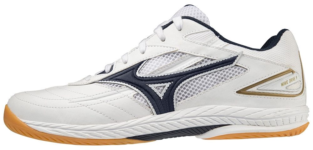 Mizuno WAVE DRIVE 9 WHITE/DRESS BLUES/GOLD Hallenschuh