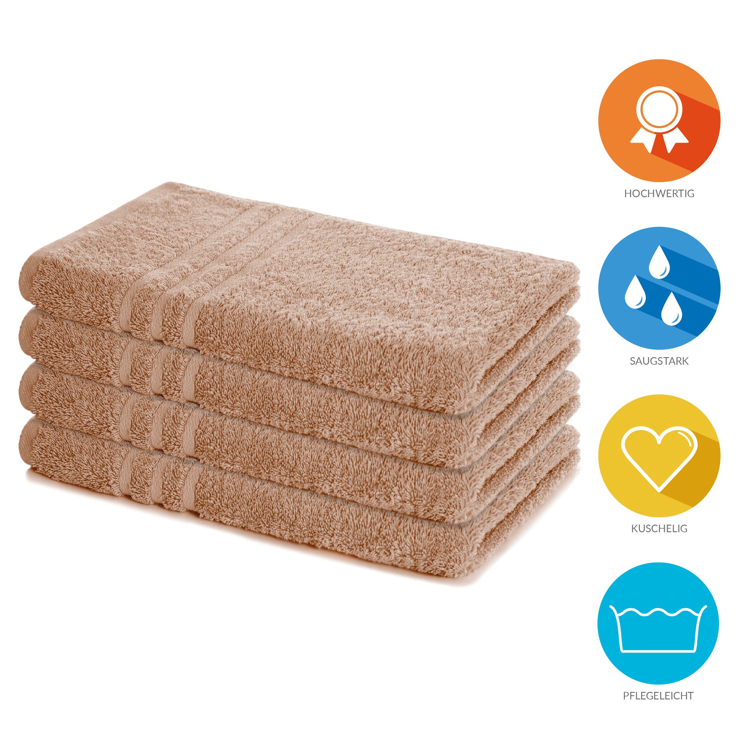 Lavea Handtuch Lavea® 4er Set Handtücher 50x100 cm, Elena Frottiererie, 100% Baumwolle (4er Set), 500 g/m² Frottier, weich & saugstark, pflegeleicht – Bild 2 von 5