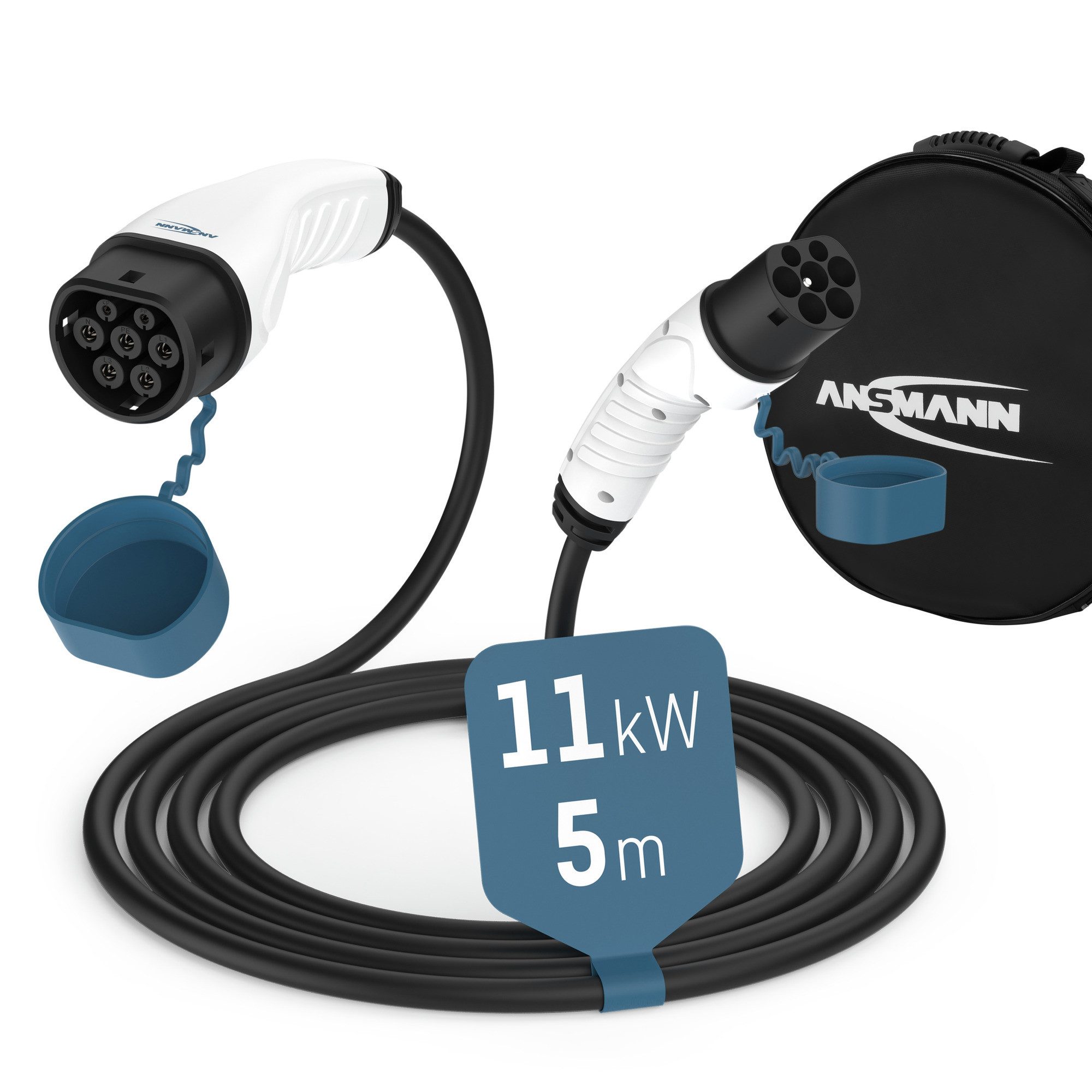 ANSMANN AG Ladekabel Typ 2 mit 11 kW für Hybrid- & Elektroauto 5 Meter lang Autoladekabel