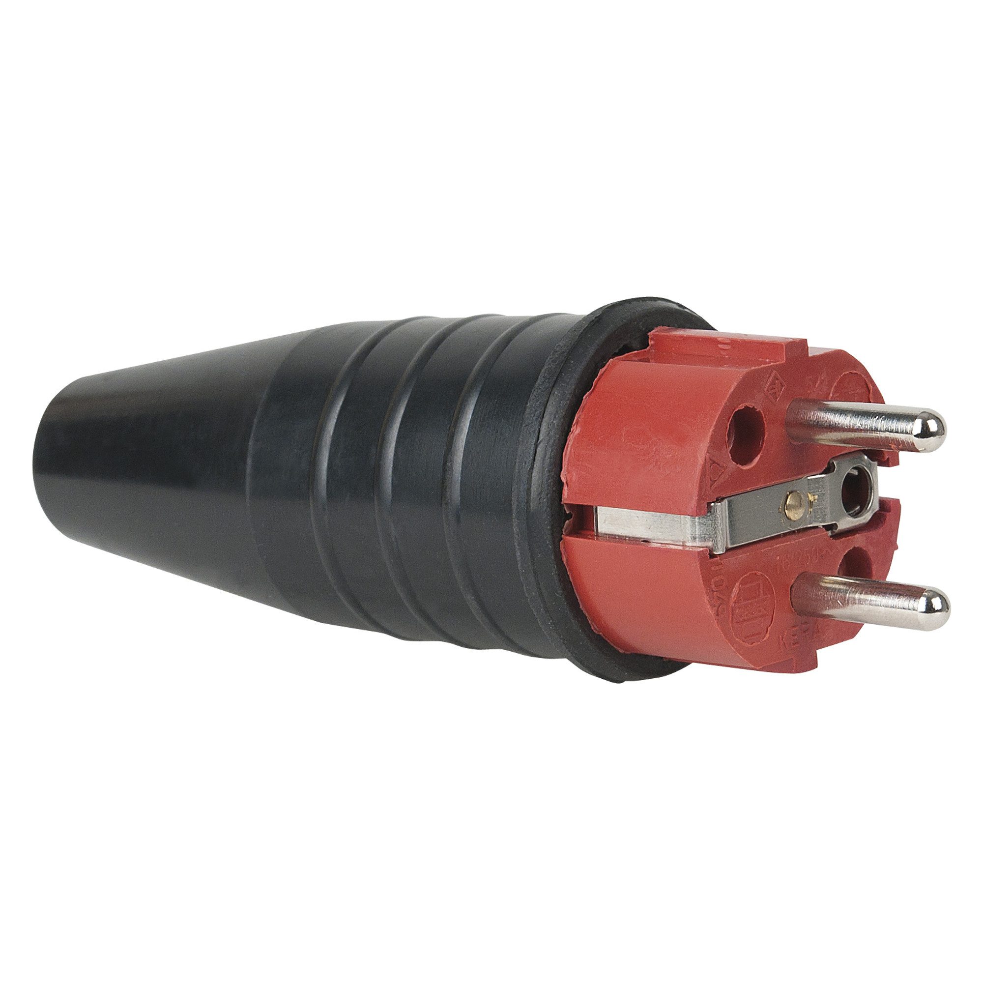 PCE Schuko-Stecker PCE Rubber Schuko Connector Male Rot - 240 V - CEE 7/VII - 16 A