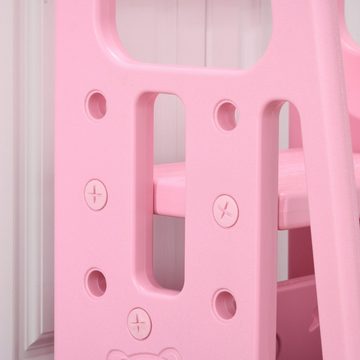 HOMCOM Stehhilfe Lernturm für Baby Tritthocker für 1,5+ Jahre Kinder Jahre, Rosa (Trittschemel, 1 St), 47L x 47B x 90H cm