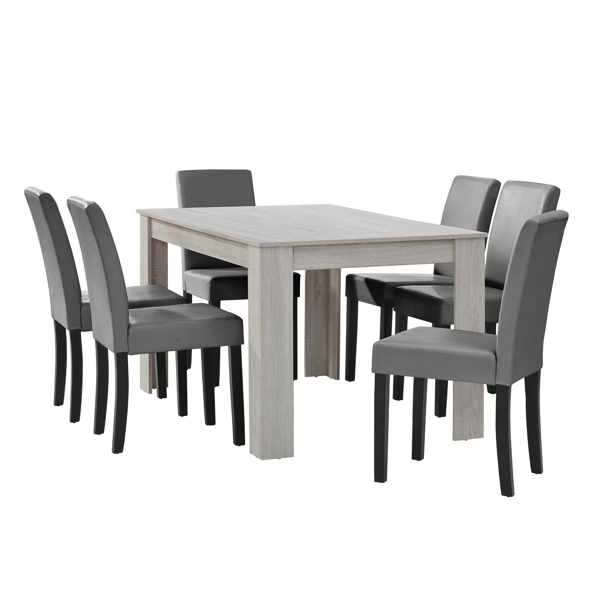 en.casa Essgruppe, (7-tlg., Esstisch mit 6 günstig online kaufen