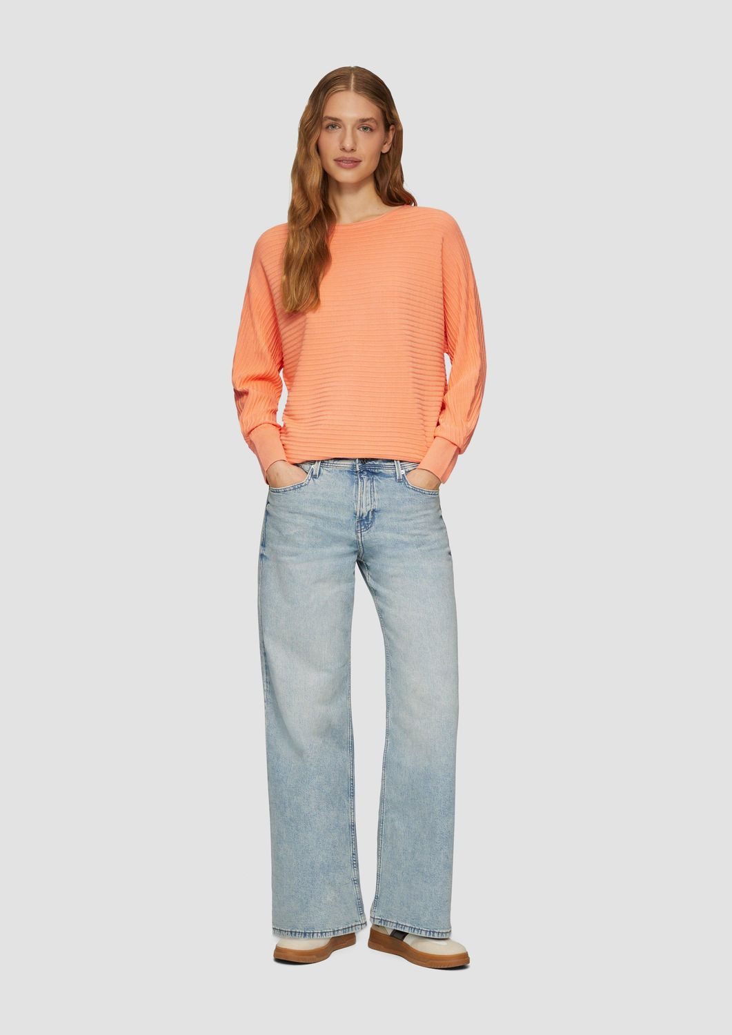 s.Oliver Strickpullover Casual (1-tlg) Fledermausärmel, U-Boot-Ausschnitt, Struktur-Strick