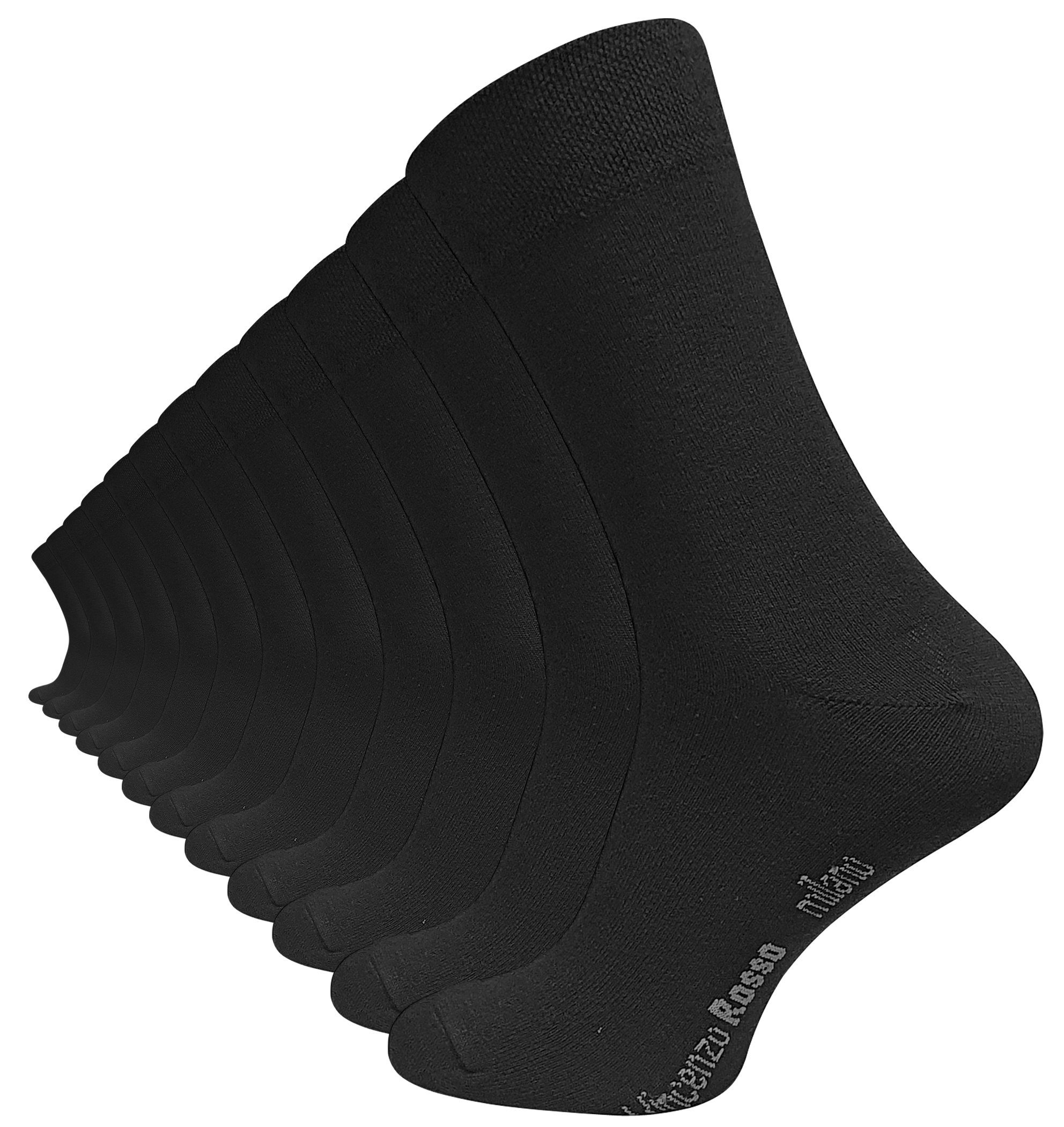 Vincenzo Rosso Businesssocken (12-Paar) Schwarz mit Softbund