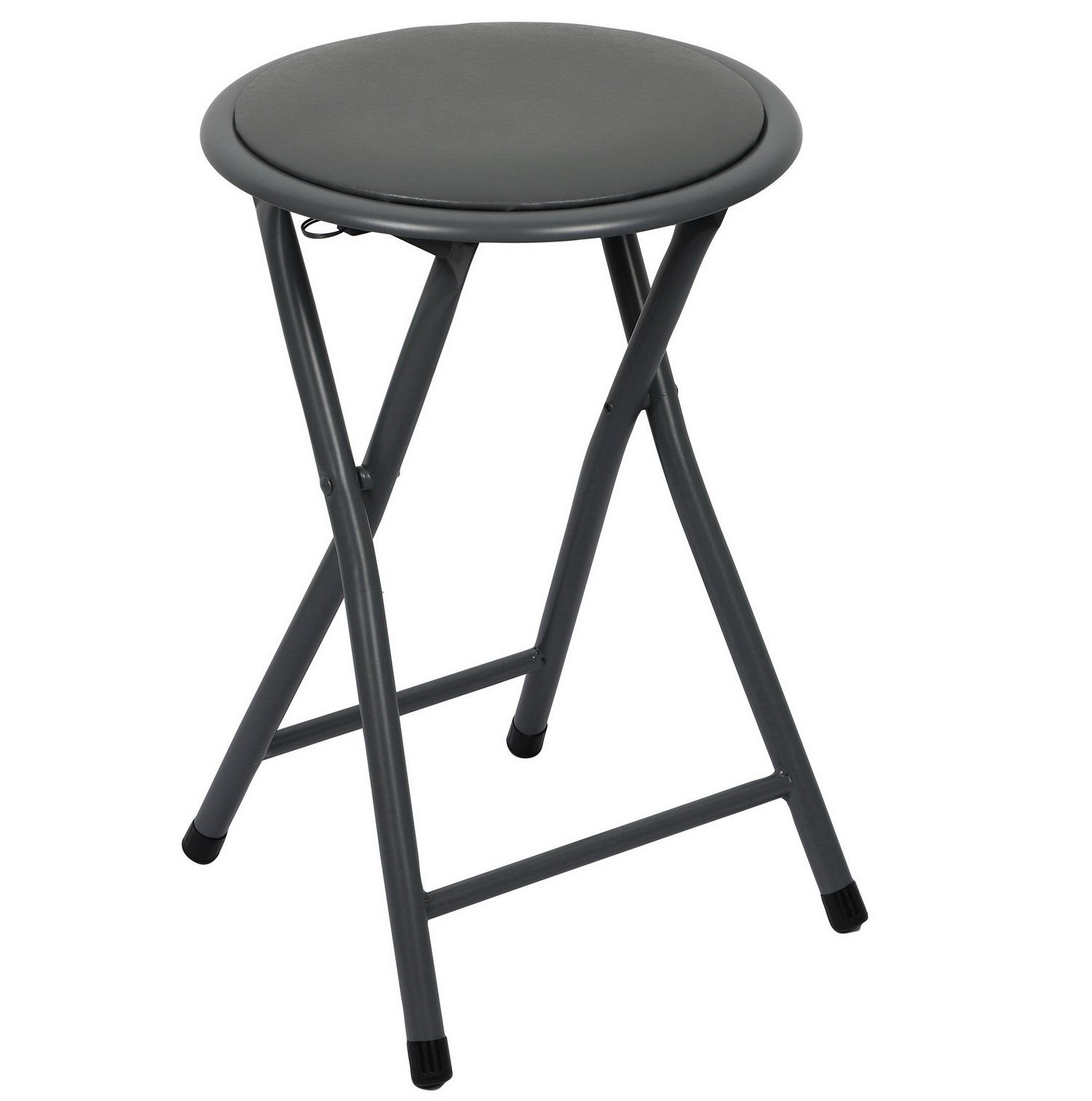 Urban Living Hocker Klapphocker Hocker Klappstuhl Rundhocker Küchenhocker (klappbare Sitzgelegenheit im Sicherungssplint, dunkelgrau), ⌀ 30 cm x H45 cm – Bild 3 von 5