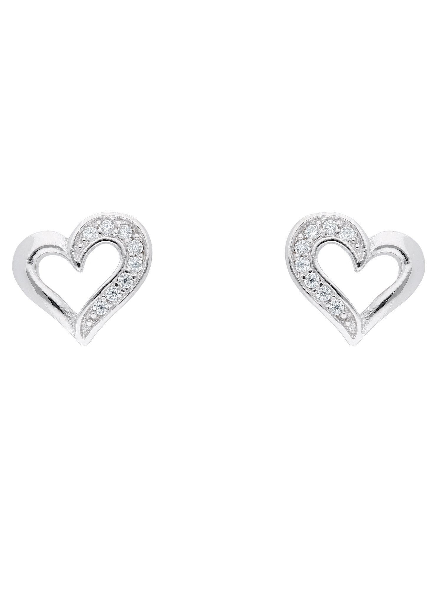 Zirkonia Höhe Adelia´s - Silber mit Ohrringe mm mit Ohrhänger 9,1 Breite Zirkonia, Ohrstecker Silberschmuck 8,3 Paar - mm Damen, Maße Herz für 925