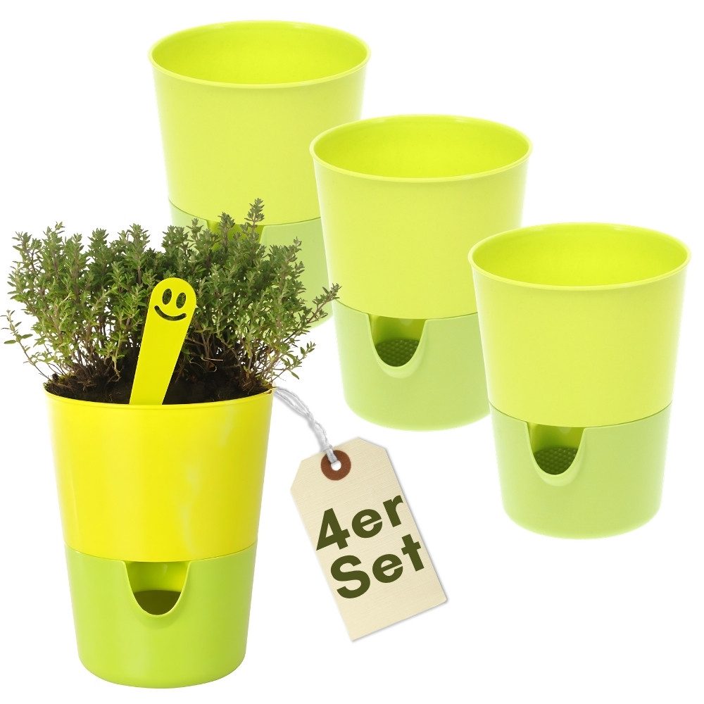 GarPet Kräutertopf 4er Set Kräutertopf mit Bewässerungssystem Kräutertopf Küche Indoor