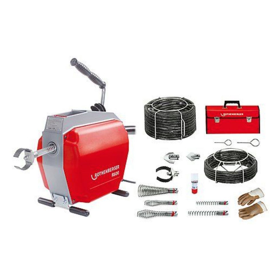 Rothenberger Abflussstab R600 Rohrreinigungsmaschine 690 W 16 - 22 mm (19173) + Spiralen We