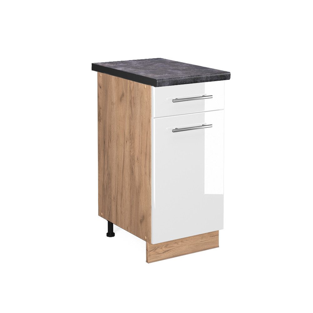 Vicco Unterschrank Fame-Line, Weiß Hochglanz/Goldkraft Eiche, günstig online kaufen