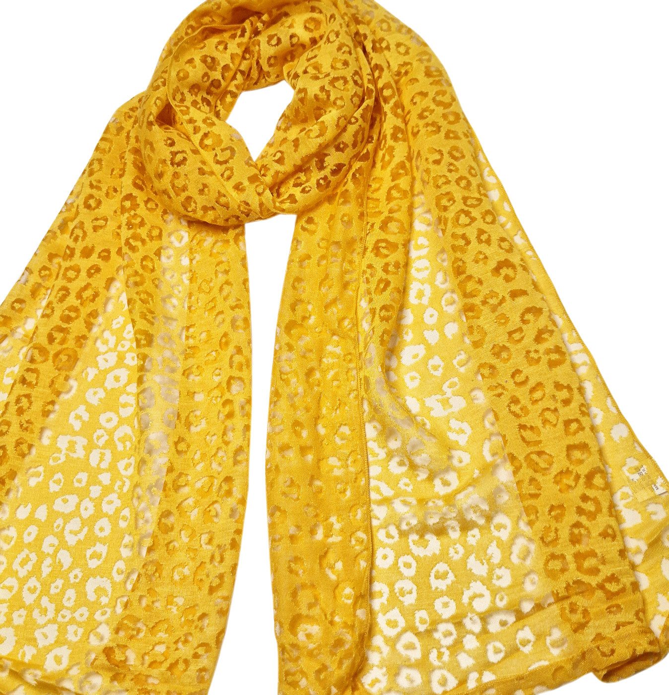 dy_mode Halstuch Damen Schal Leo Muster Leichtes Halstuch Weicher Frühlingsschal, transparente Stellen, Ausbrenner-Optik, In Unifarben