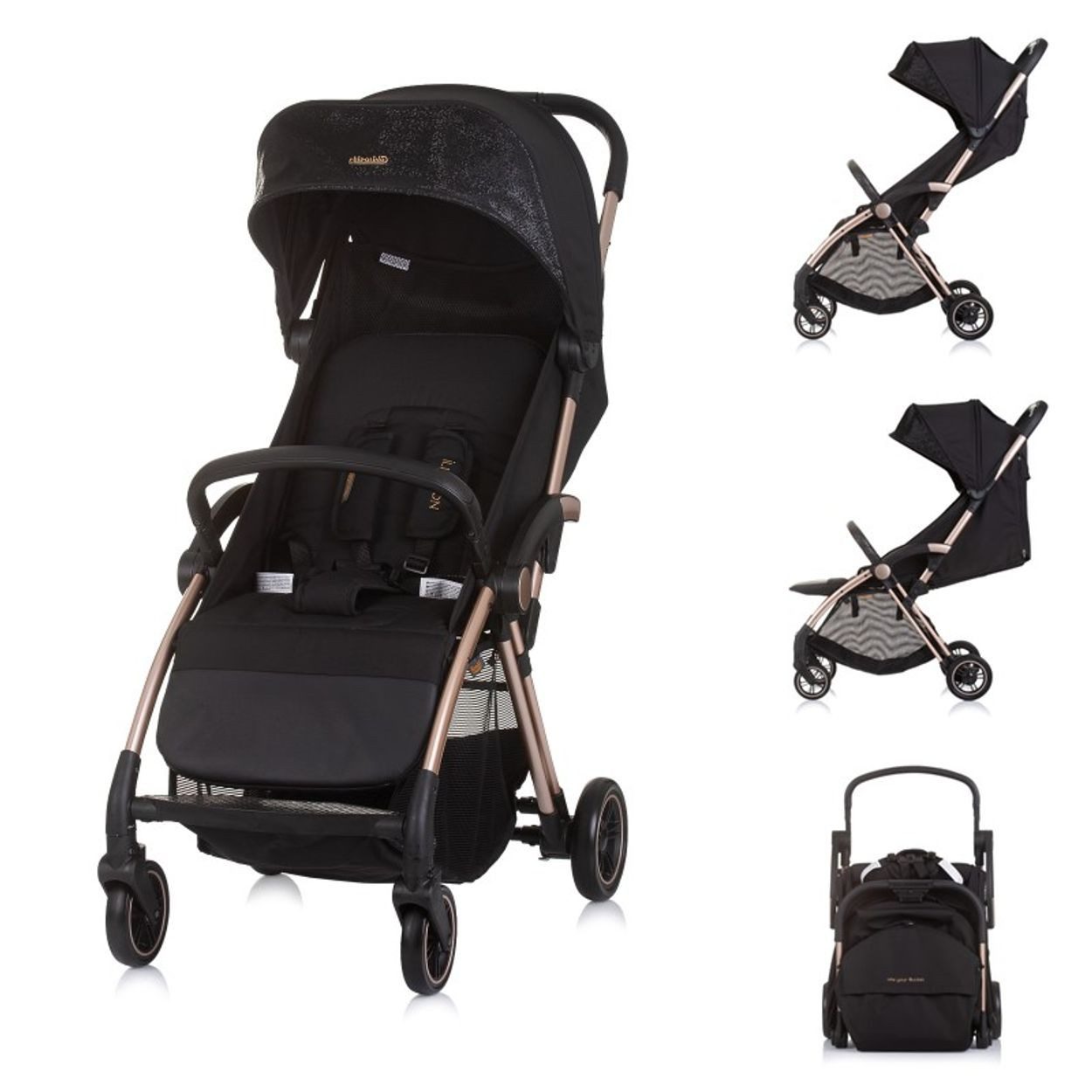 Chipolino Kinder-Buggy Kinderwagen Illusion klappbar, klappbar, verstellbare Fußstütze, Federung, Korb
