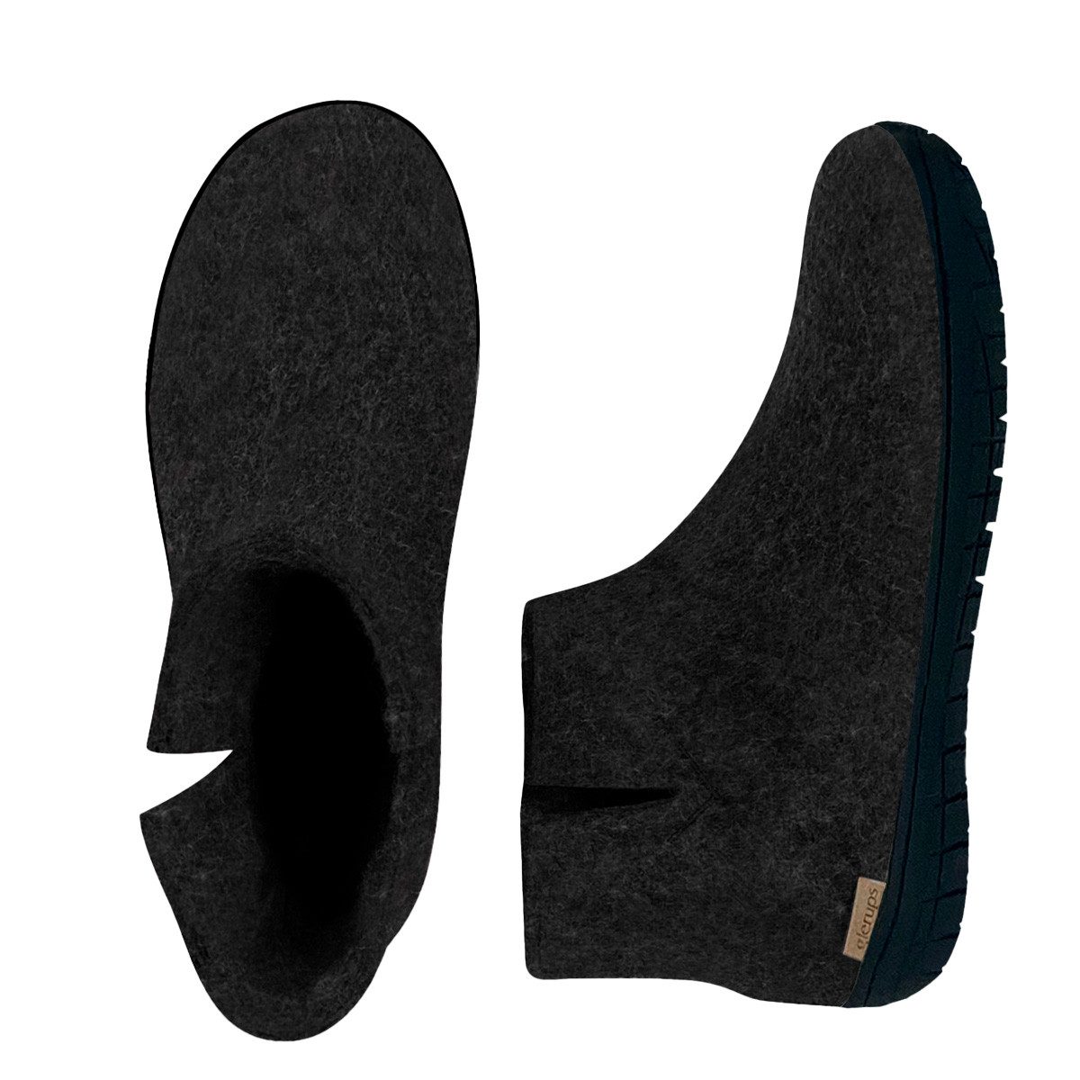 glerups dk Naturkautschuksohle Schwarz Hausschuh (1-tlg) Boots - Natürliches Material, Schützt vor Geruch, Bequem und weich