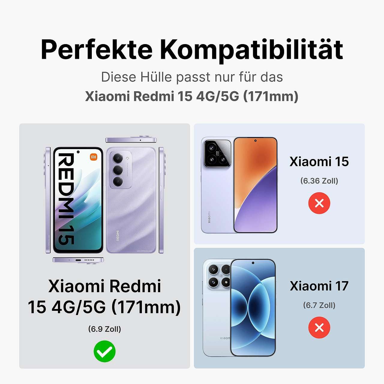 betterfon Handyhülle Handytasche für Xiaomi Redmi 15 4G / 5G Klapphülle mit Kartenfächern, Bookstyle-Hülle: Magnetverschluss 3 Kartenfächer & Standfunktion