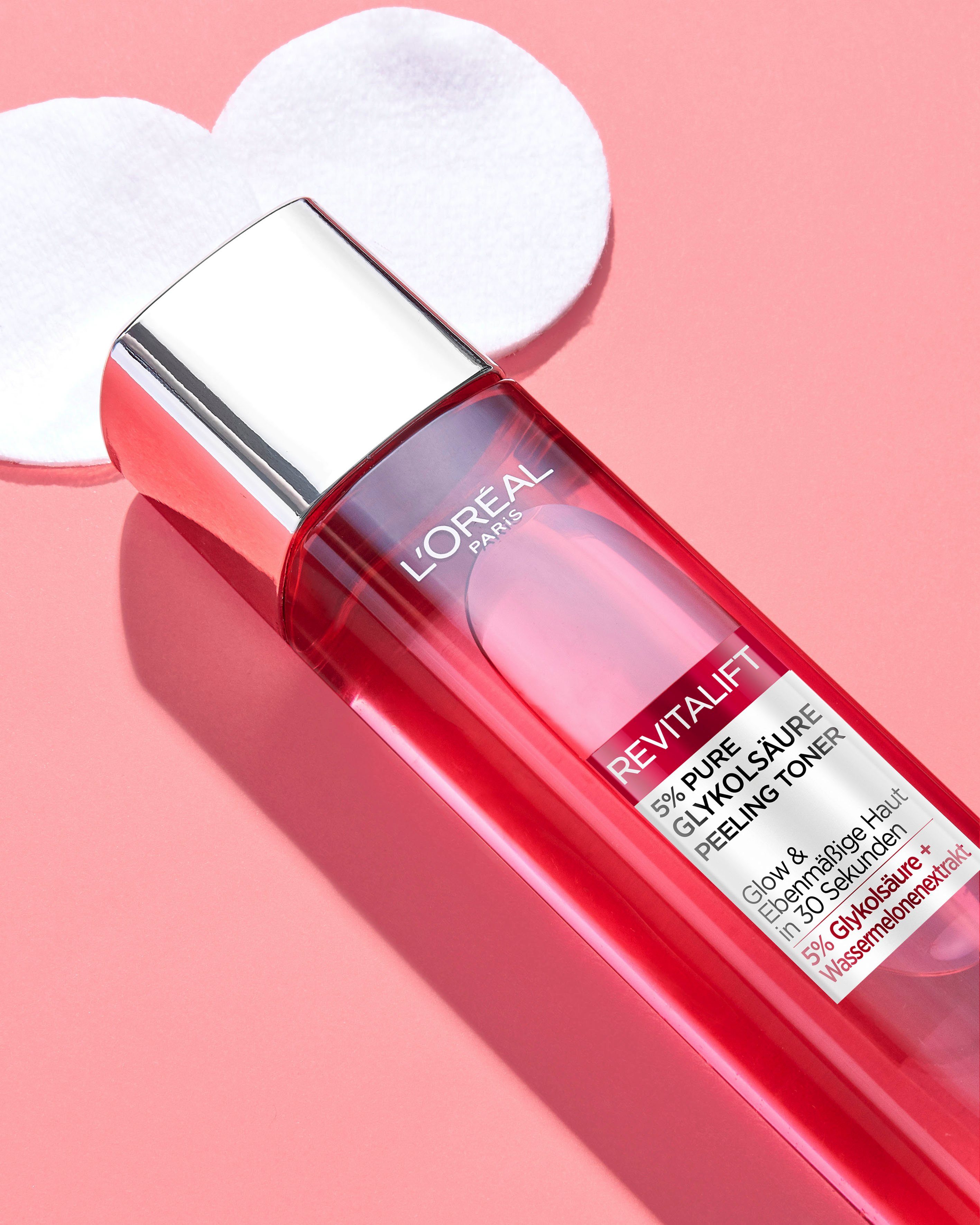 L'ORÉAL PARIS Gesichtspeeling REVITALIFT 5% PURE GLYKOLSÄURE PEELING TONER, entfernt abgestorbene Hautzellen, auch für empfindliche Haut