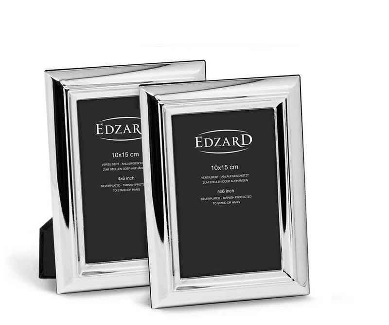EDZARD Bilderrahmen Florenz, 2er Set für 10x15 cm Foto - edel versilberte Fotorahmen