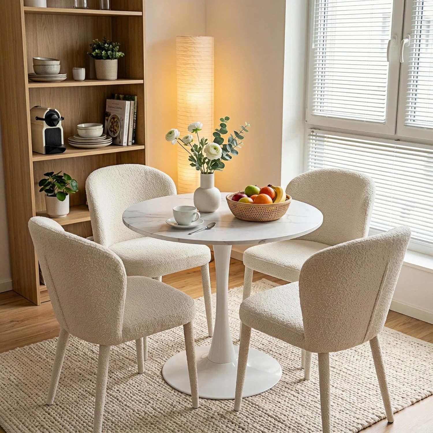 GLP Esstisch Runder Esstisch mit Sinterstein Tischplatte in Marmoroptik, 70 cm Ø (Gestell aus Metall, kratzfest und hitzebeständig), für kleine Räume und Apartm – Bild 2 von 5