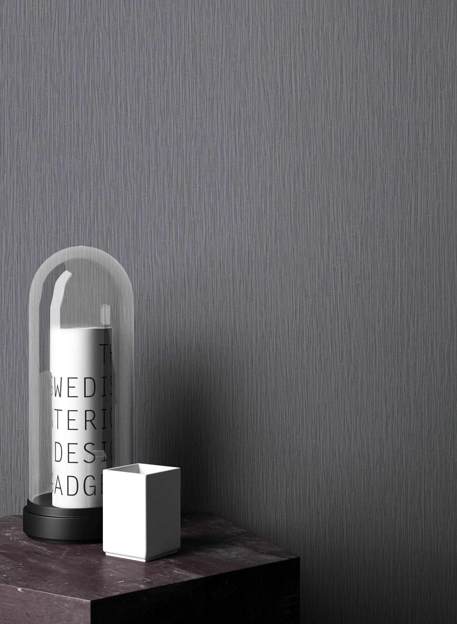 Newroom Vliestapete, Anthrazit Tapete Uni Einfarbig - Unitapete Schwarz Grau Skandi Modern Streifen Struktur für Wohnzimmer Schlafzimmer Küche
