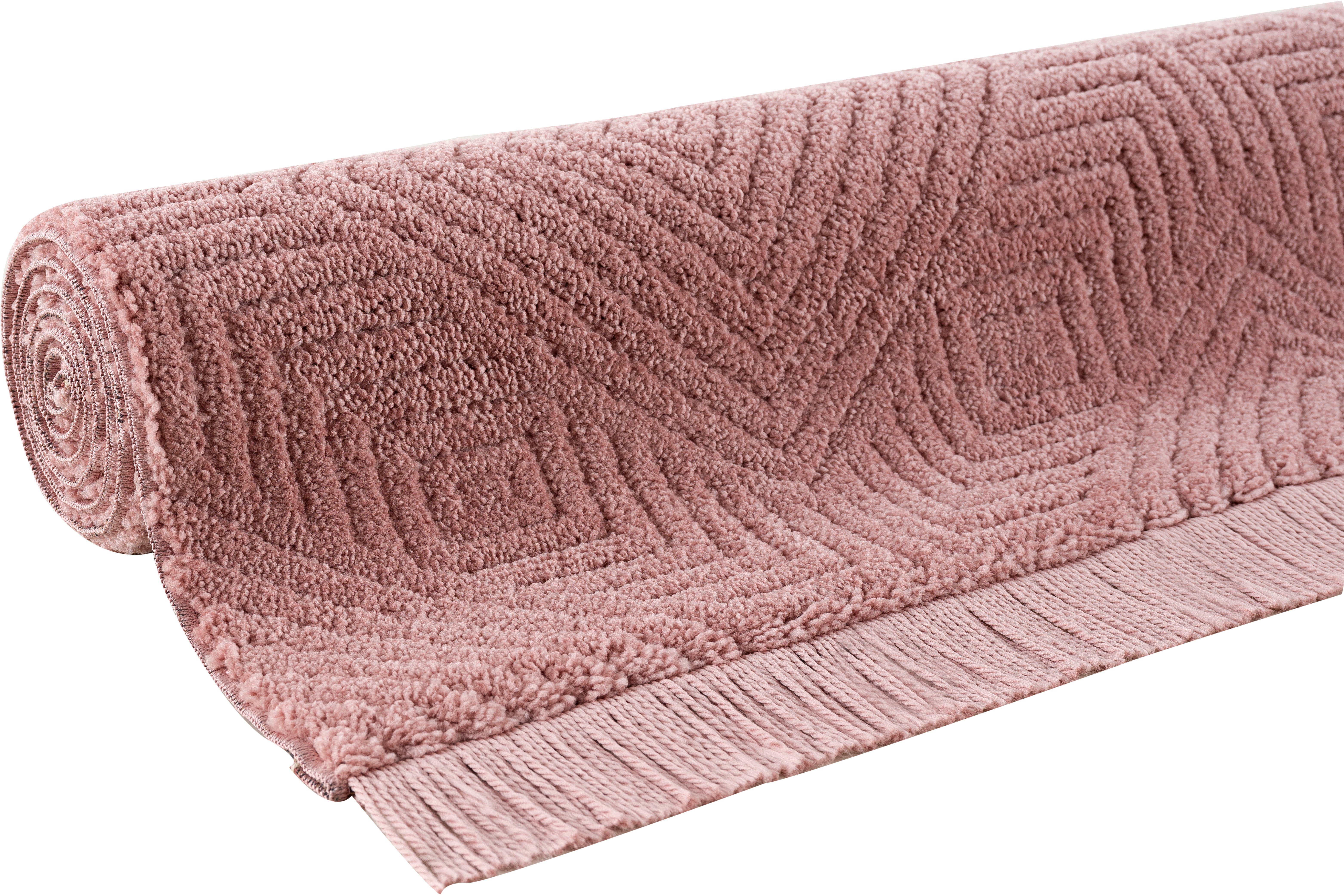 Wende-Teppich Boho, mm, 22 Design, Fransen Teppich Höhe: Leonique, Duchesse, im grafisches mit 3D-Effekt, pink rechteckig,