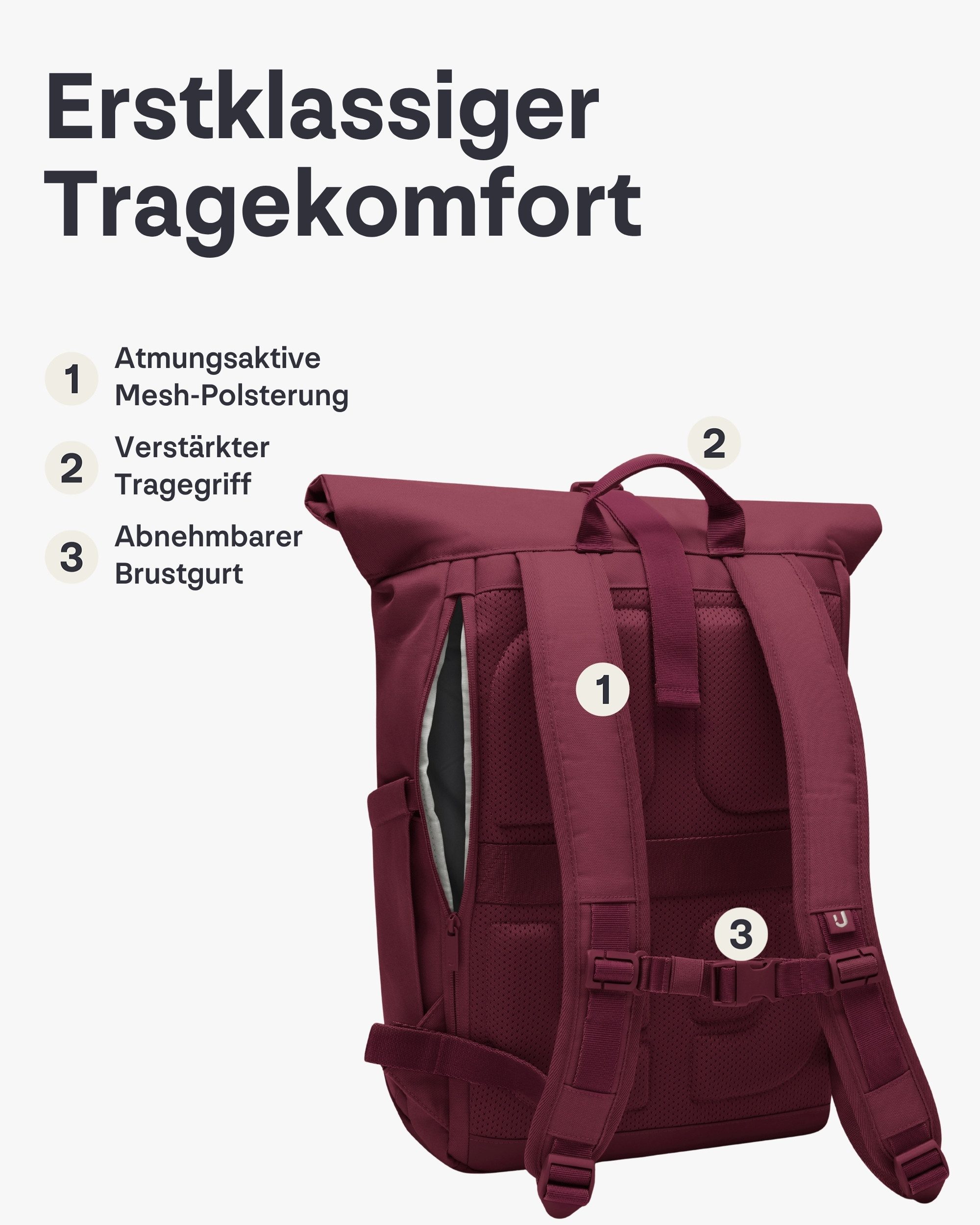 Johnny Urban Cityrucksack Allen Large Rolltop mit Laptopfach (1-tlg), Wasserabweisend – Bild 4 von 5