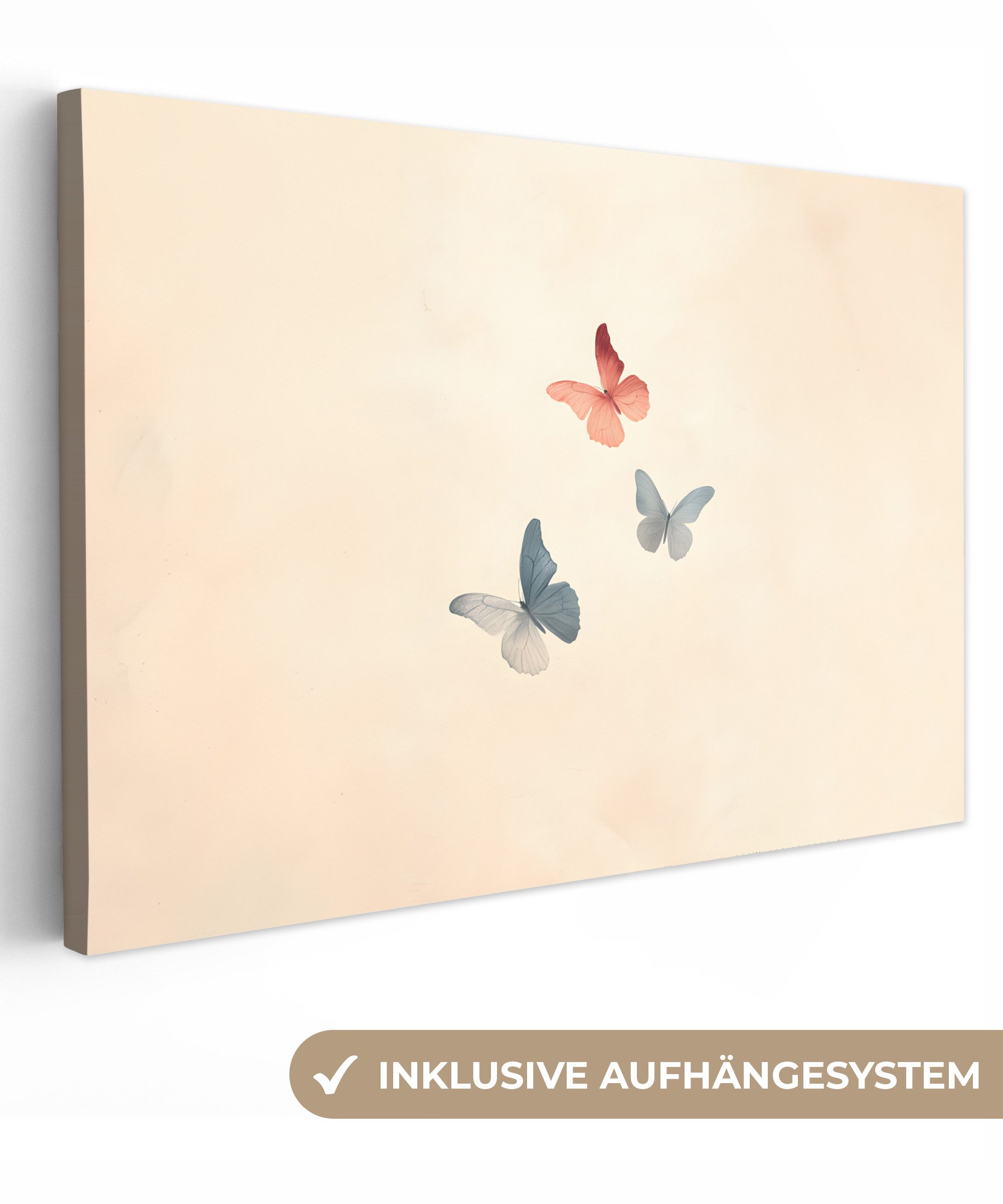 OneMillionCanvasses® Leinwandbild Schmetterlinge - Minimalistisch - Rosa, F günstig online kaufen