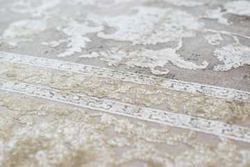 Wollteppich Wollteppich Teppich mit floralem Design Wohnzimmer Teppich Orient aus Naturfasern in beige, Teppich-Traum, rechteckig, Höhe: 7 mm, Wollteppich