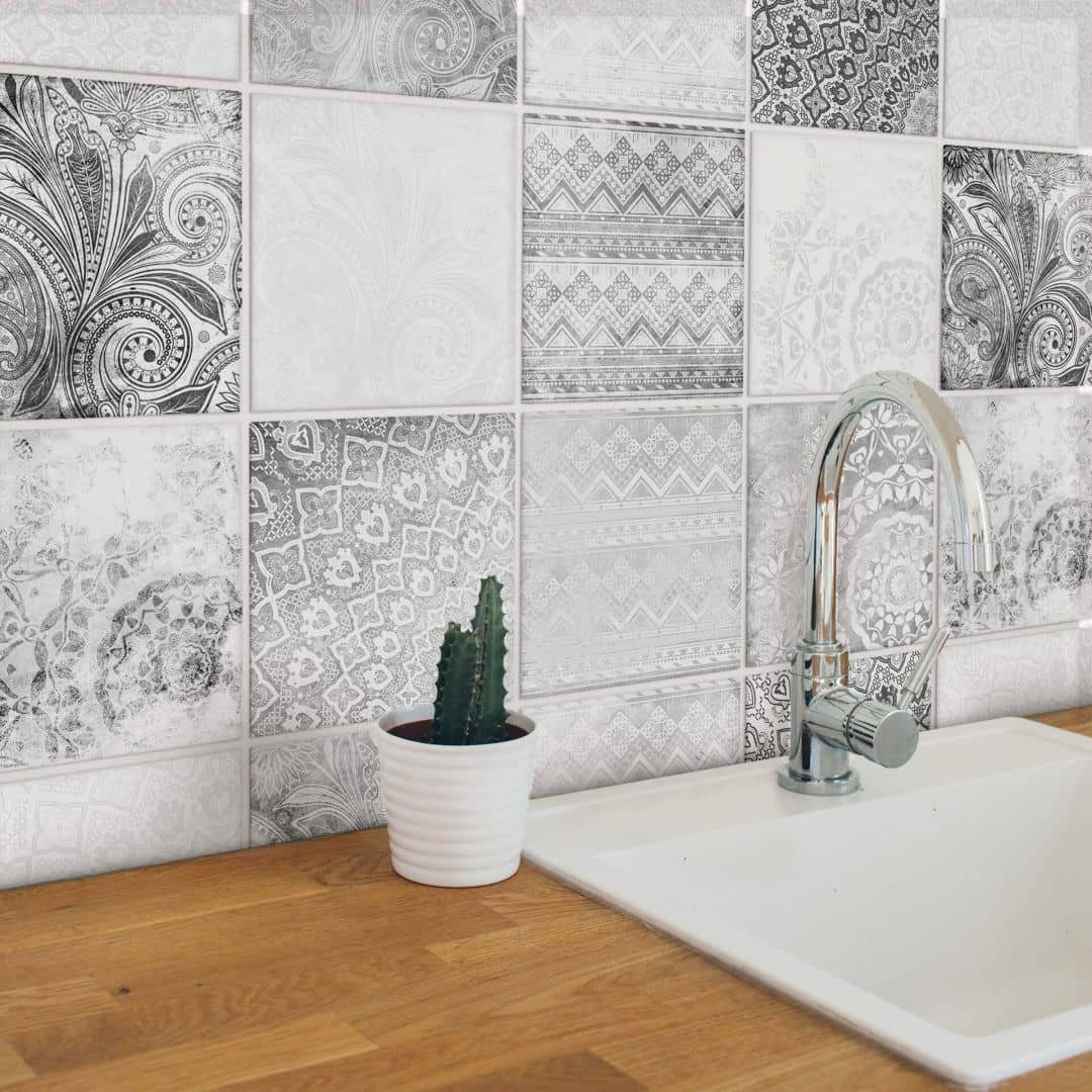 K&L Wall Art Fliesenaufkleber selbstklebend Klebefliese Boho Beton Optik Or günstig online kaufen