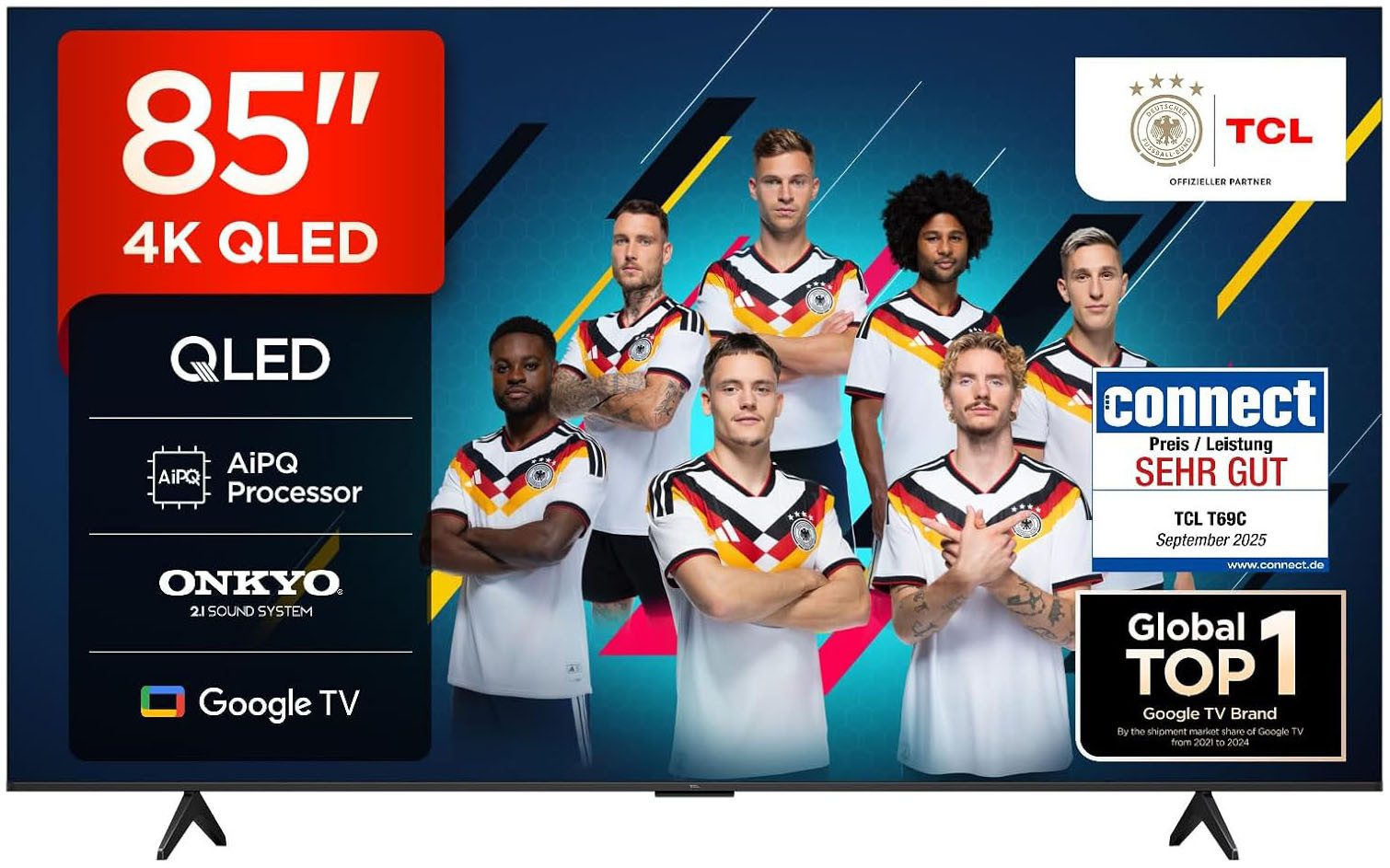 TCL 85T69CX1 QLED-Fernseher (215 cm/85 Zoll, 4K Ultra HD, Google TV)
