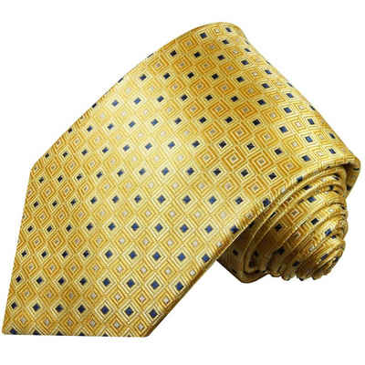 Paul Malone Krawatte Designer Seidenkrawatte Herren Schlips modern gepunktet 100% Seide Schmal (6cm), gold gelb 689