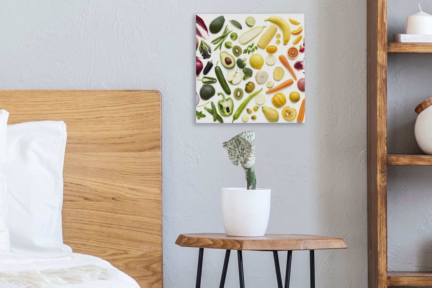 Leinwandbild Regenbogen, Obst Bilder (1 St), Gemüse Schlafzimmer für - - Wohnzimmer OneMillionCanvasses® Leinwand