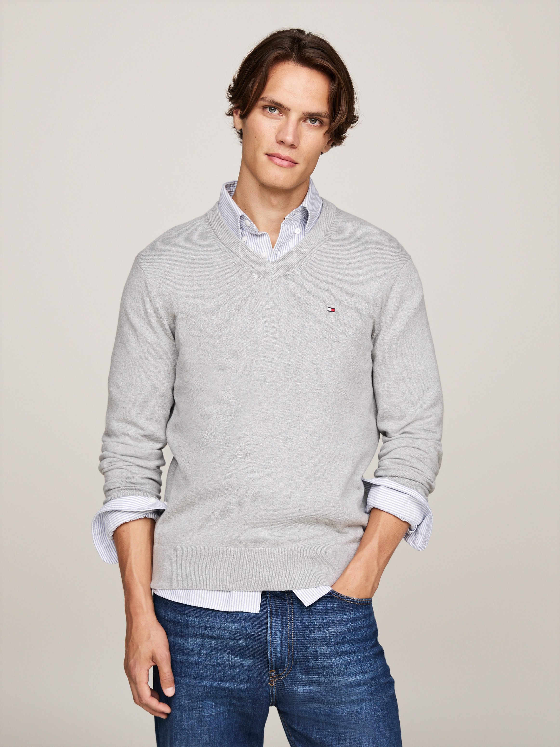 Tommy Hilfiger V-Ausschnitt-Pullover PIMA ORG CTN CASHMERE V NECK günstig online kaufen