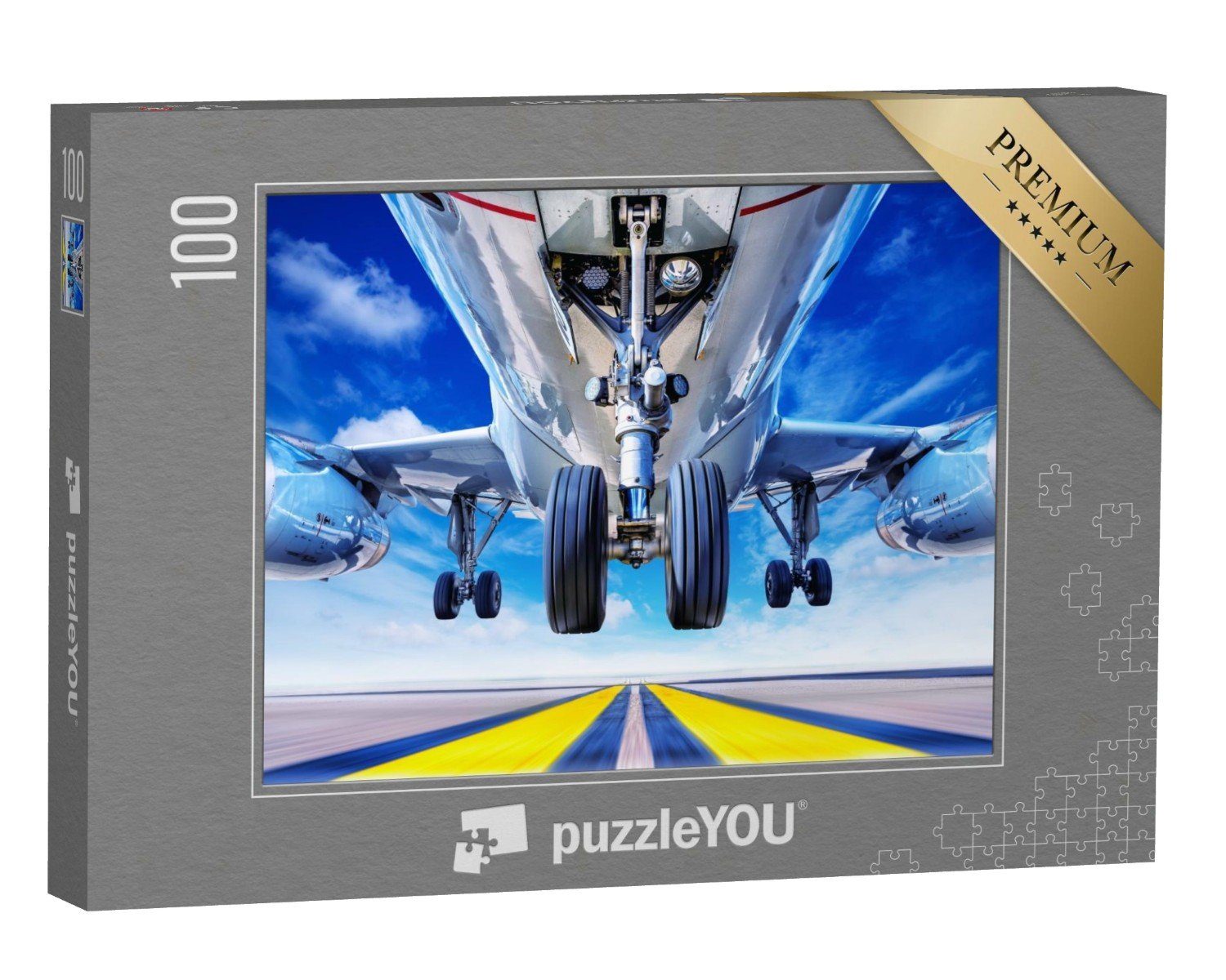 puzzleYOU Puzzle Start eines modernen Verkehrsflugzeugs, 100 Puzzleteile, puzzleYOU-Kollektionen Flugzeuge