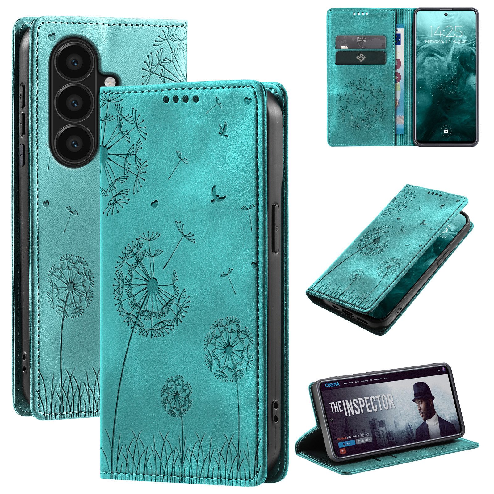 Tec-Expert Handyhülle Handy Hülle Klapphülle für Samsung Galaxy A37 5G, Blumen Pusteblume Case Cover mit Kartenfächern und RFID Schutz