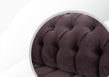 JVmoebel Chesterfield-Sofa Gemütliches Dreisitzer Sofa Couch Chesterfield Lila Textil Polster, Made in Europe