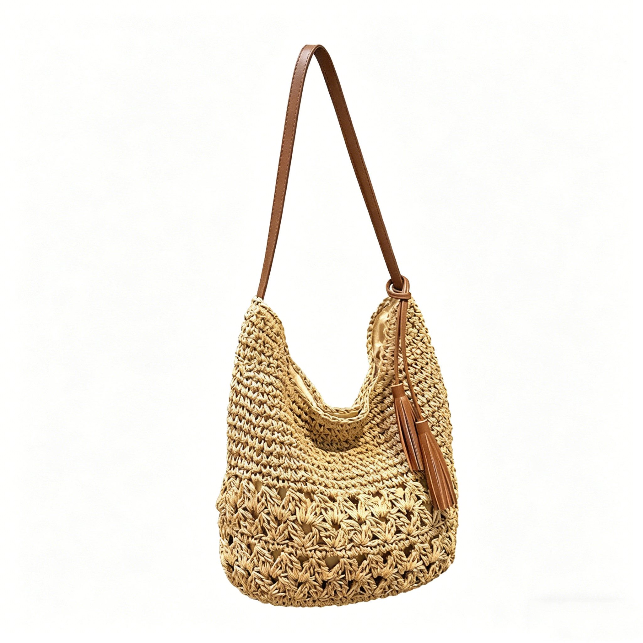 nsihing Umhängetasche Schultertasche,Strandtasche, Tragetasche, Korbtasche, Minibag, Henkeltasche, Bast-Optik, Sommertasche, Crossbody Bag