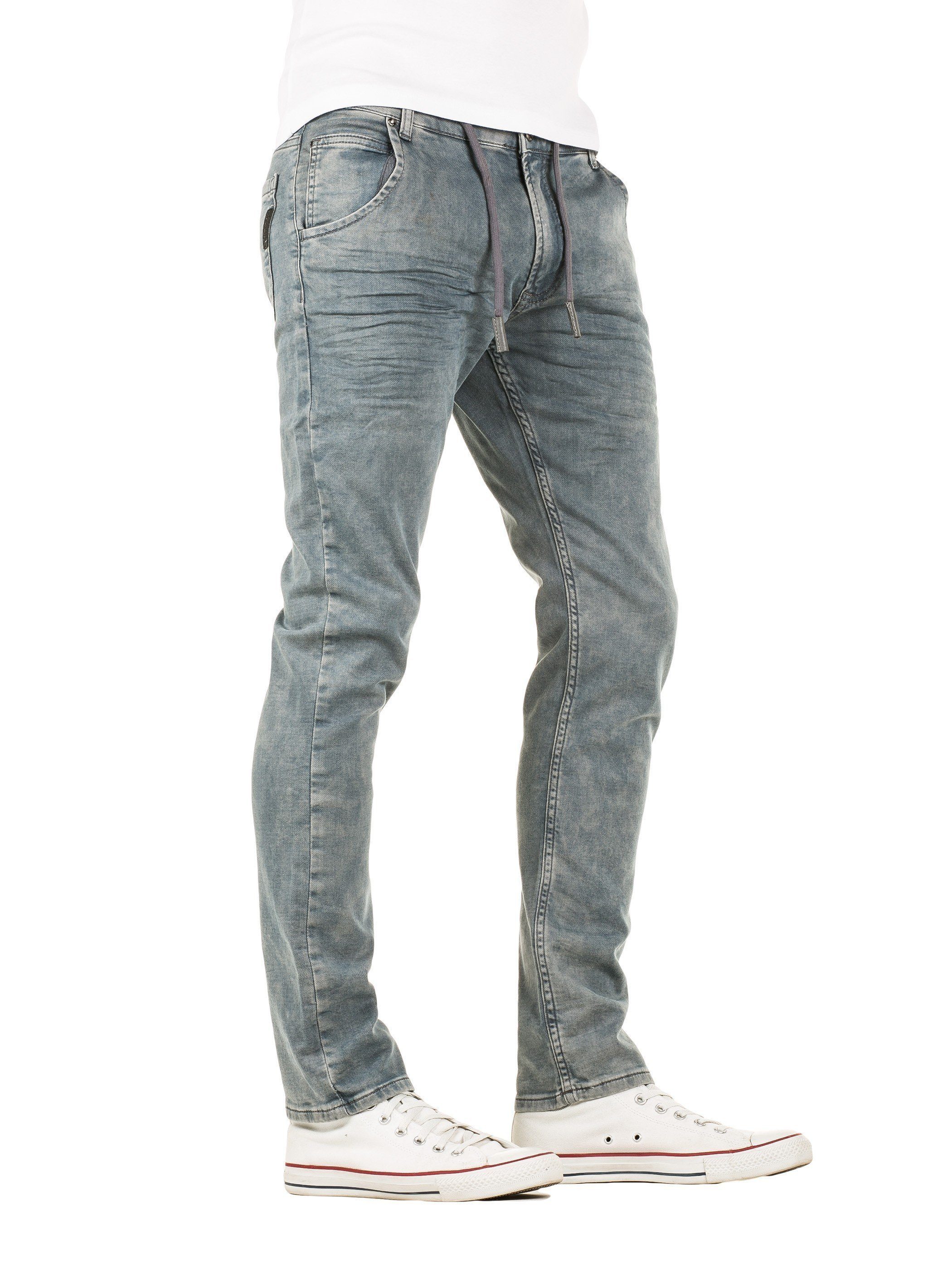 in Slim-fit-Jeans Jogging Sweathosen Jeans Hose Joshua Herren Jeans-Look weather Stretch WOTEGA in Denim Jogginghose Blau (stormy 4214)