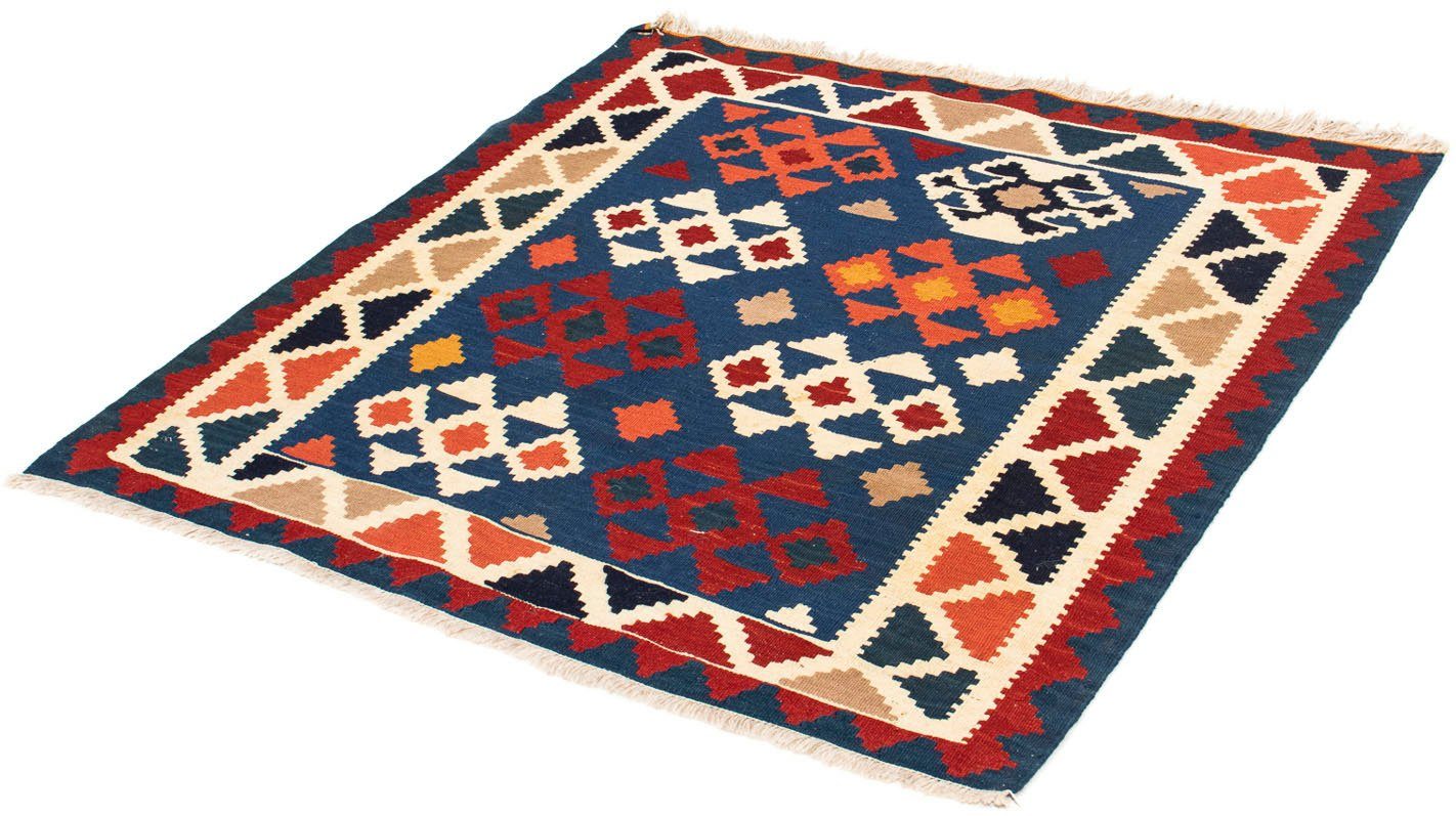 Wollteppich Kelim - Oriental quadratisch - 104 x 102 cm - dunkelblau, morgenland, quadratisch, Höhe: 6 mm, Wohnzimmer, Einzelstück