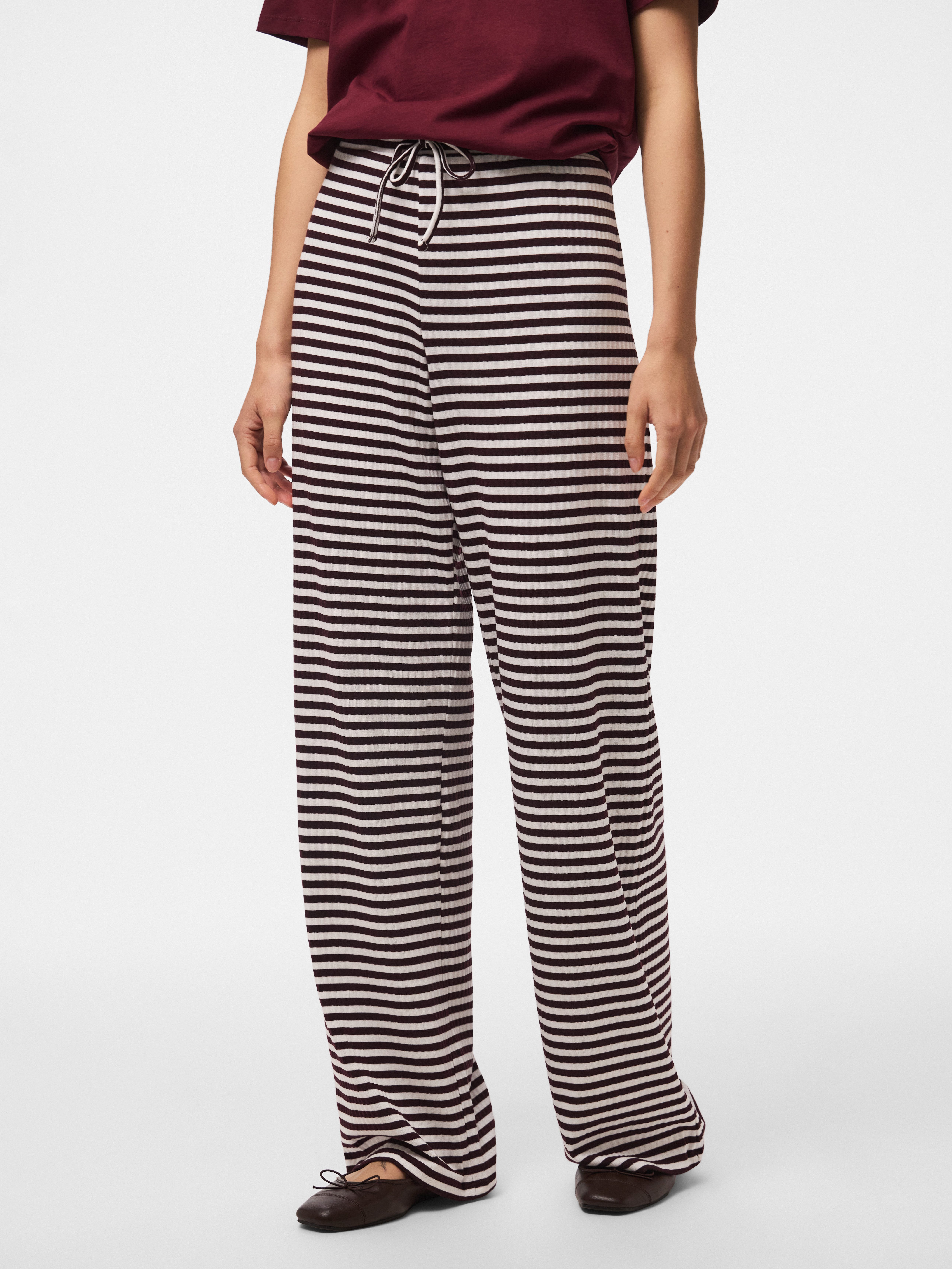 pieces Jerseyhose PCLAYA MW WIDE PANTS JRS NOOS Materialmix, regular fit