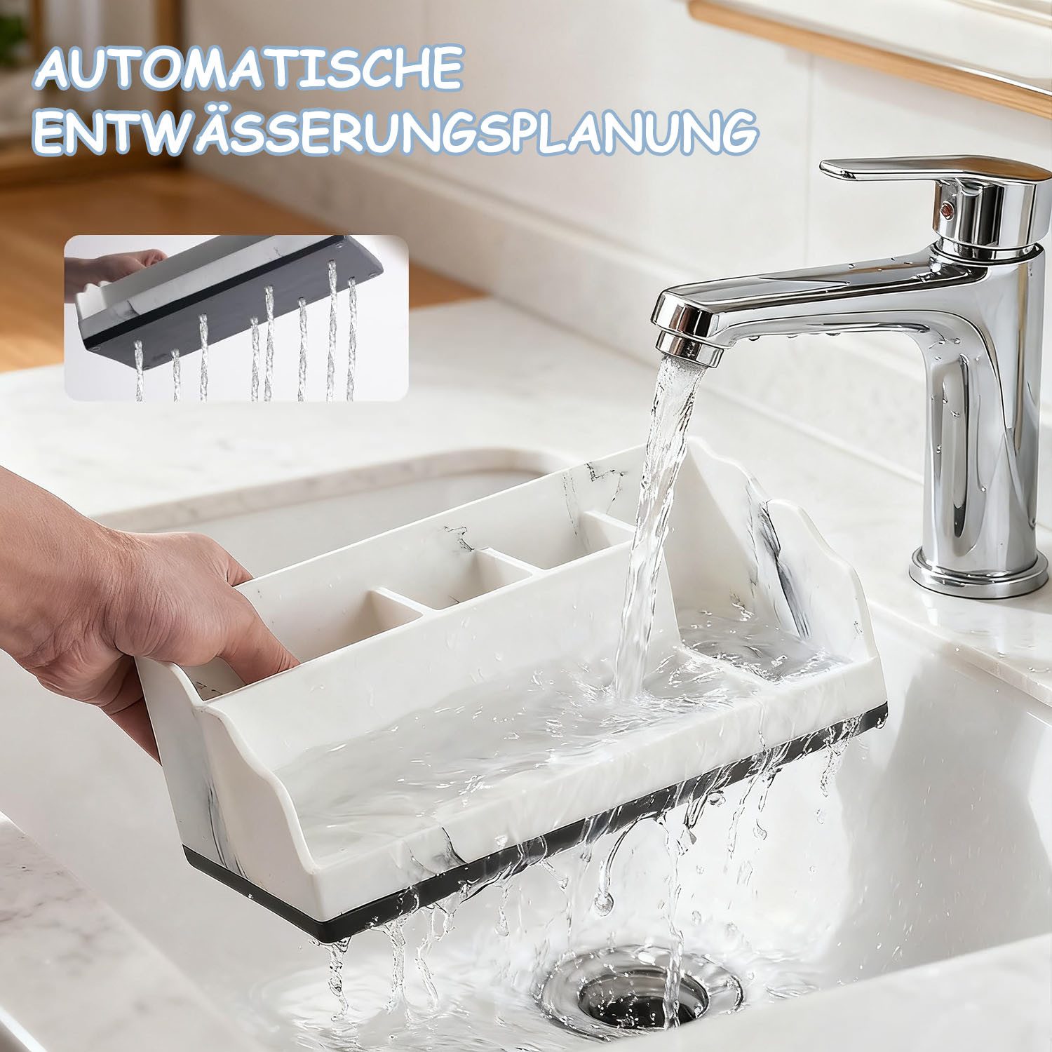 SURFOU Zahnbürstenhalter Toothbrush Holder Zahnbürste Halterung mit Trennwände, Bad Accessoires für Büro, Wohnzimmer, Eitelkeit Countertop – Bild 5 von 5