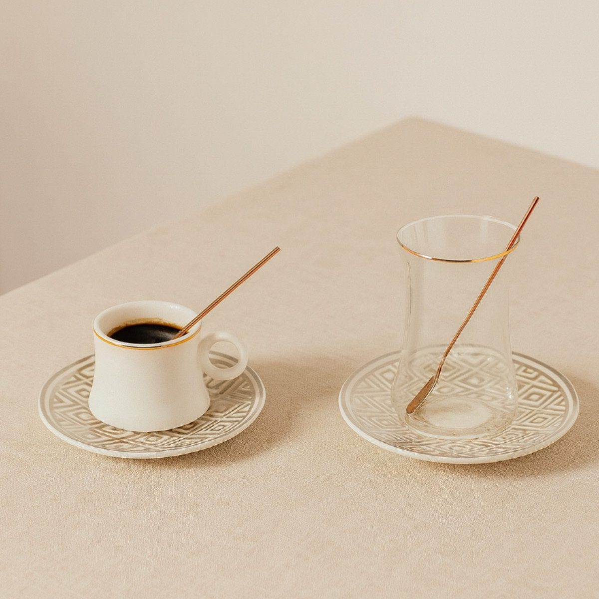 Bricard Espressotasse tee-Espresso Set 24 Teilig Weiß – Gold